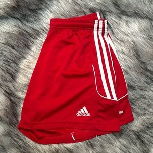 Red and White Adidas Women’s Athletic Shorts Size Medium (UK 12-14)